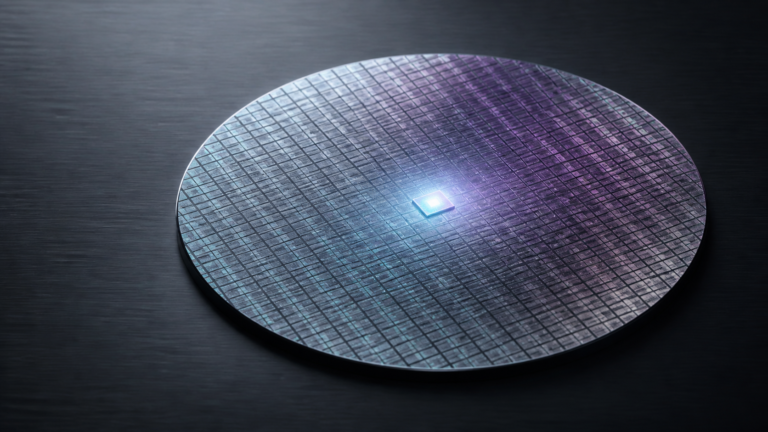 Wafer de silício iluminado representa demanda por chips de inteligência artificial